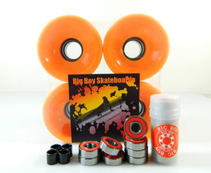 Big Boy 70mm Gel Solid Skateboard Wheels + ABEC 7 Bearings Spacers (Solid Orange)